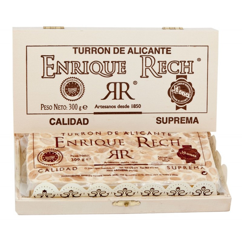 Turrón de Alicante Caja Madera 300g embalaje caja